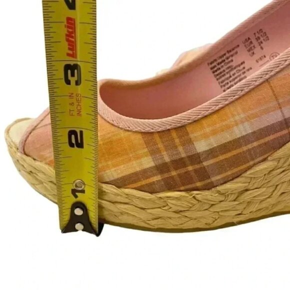 Montego Bay Club Wedge Sandals Slingback Platform Espadrilles Pink Plaid 7.5 - Picture 7 of 14